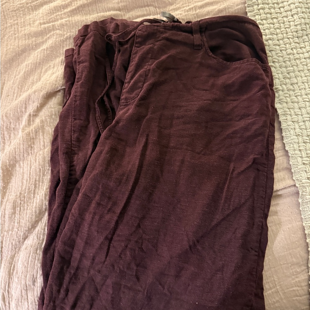 H&M Burgundy Linen Pants